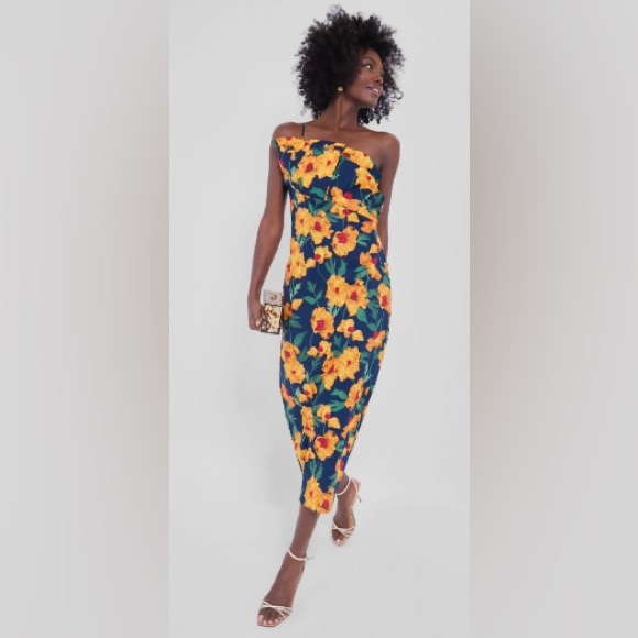 Hyacinth House Dresses & Skirts - Tuckernuck Hyacinth House Navy & Marigold Floral Ruffle Margot Maxi Dress, Small